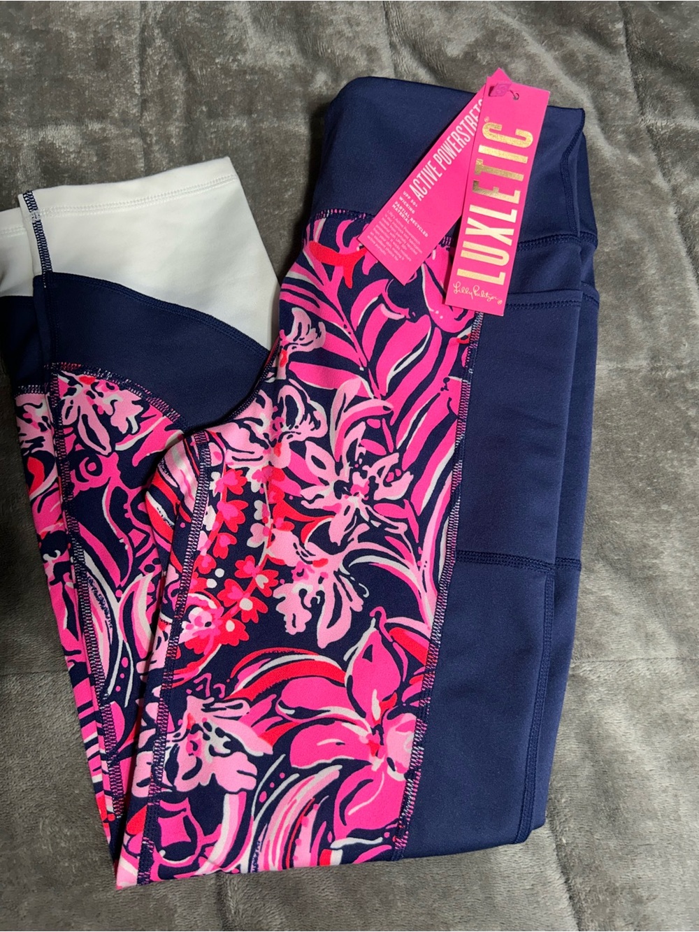 Lilly Pulitzer Navy with Hot Pink Floral Print Leggings